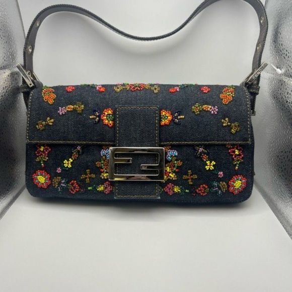 Fendi Denim Beaded BaguetteSOLD - Picture 2 of 15